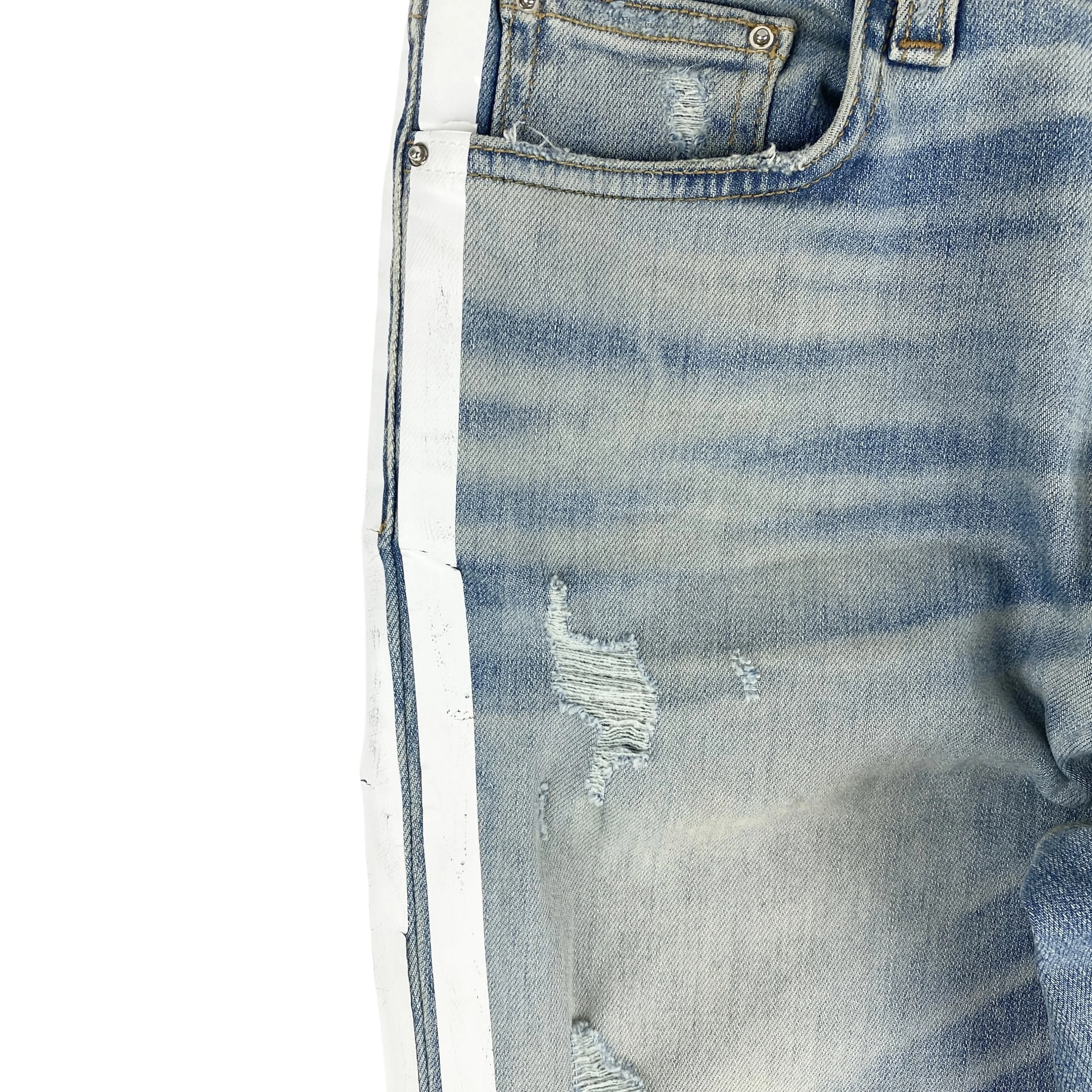 MARKED EU Amiri Destroyed Blue Side Track Jeans